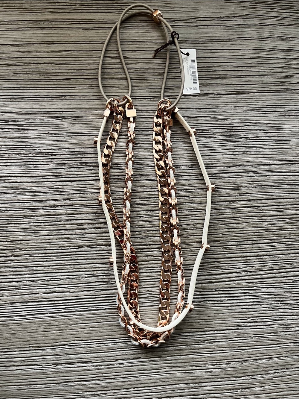 Henri Bendel Rose Gold and Cream Multi-Strand Headband NWT